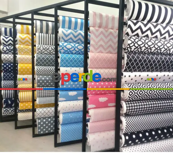 Bebek Odası Fon - Çapa Desenli Fon Perde Evm408-10 Kumaşı Kalındır Duck Bezi Değildir- Lacivert