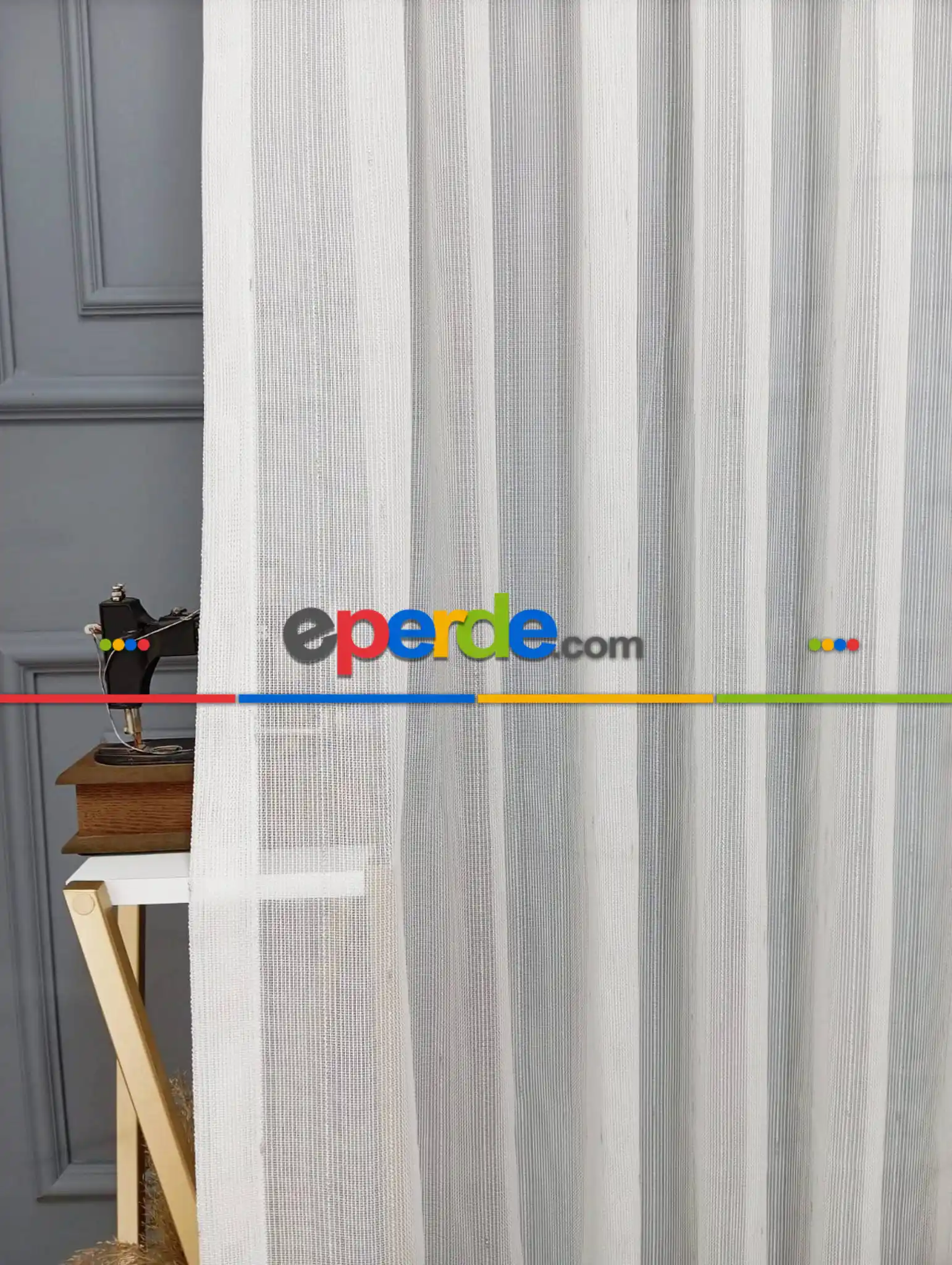 Salon - Keten Gümüş Silver Simli Varaklı Daho Tül Perde