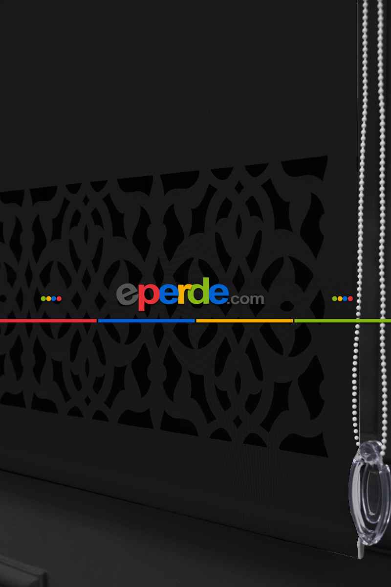 Siyah Renk Lazer Kesim Mat Stor Perde (ister Düz - İster Lazer Kesimli Satın Alın)