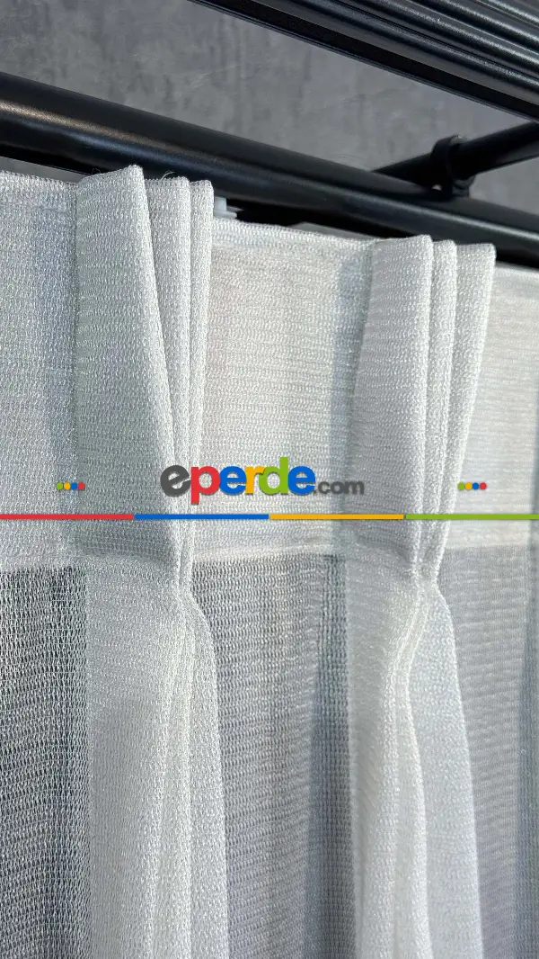 Yatak Odası - Açık Gri Amerikan Pile Tül Perde, 6 Farklı Renk Seçeneği, Ağır Gramajlı Premium Seri Kurşunlu Tül