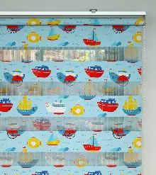 Gemi Desen Baskılı Zebra Perde- Çok Renkli