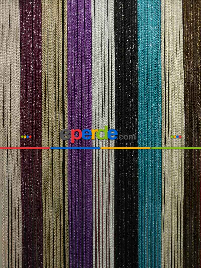 İp Perde - Mor Jumbo Simli Zincir Serisi İp Perde- Mor