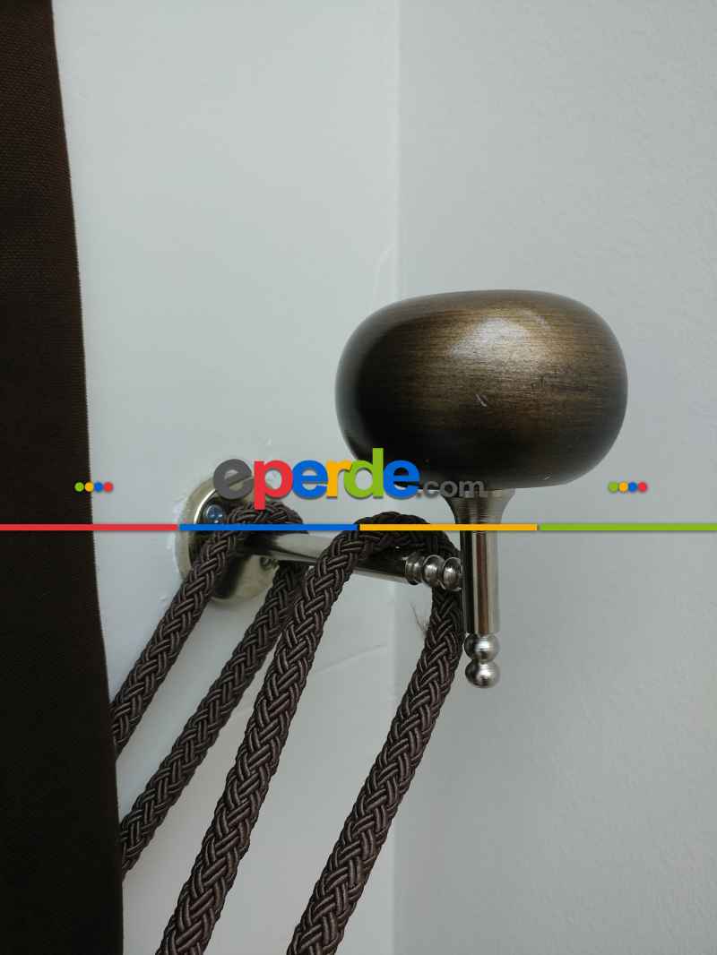 Düz Renk Dökümlü Fon Perde (180)- Kahve