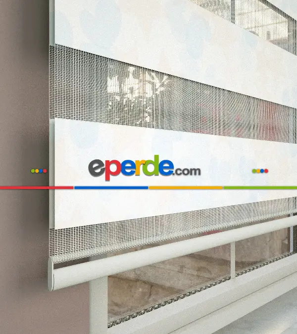 Yıldız Desenli Baskılı Zebra Perde- Çok Renkli