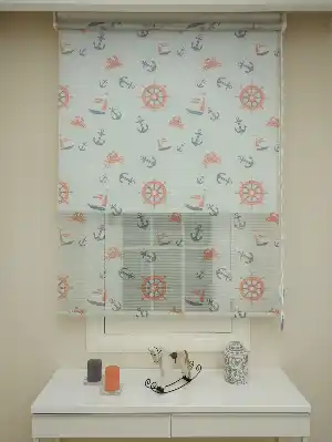Çocuk Odası Perde - Çiftli Sistem Tül Stor Perde- Mavi Açık