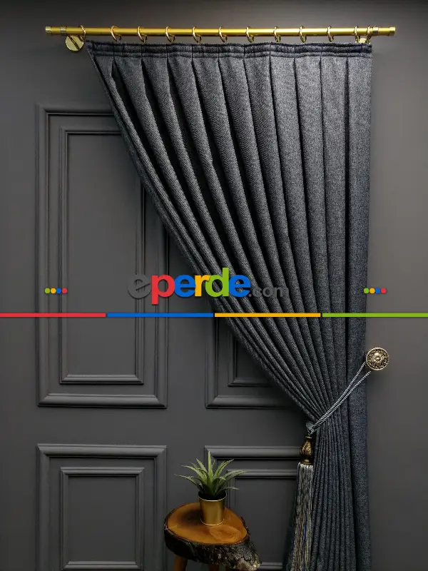 Gerçek Hasır Dokuma Salon Fon Perdesi 2021 Elite Series- Füme-mavi Grimsi