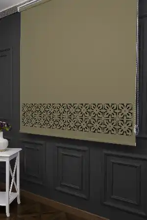 Mutfak Stor - Bej Renk Lazer Kesim Mat Stor Perde (ister Düz - İster Lazer Kesimli Satın Alın)