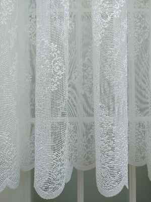 Damask Desenli Dantel Tül Perde- Ekru