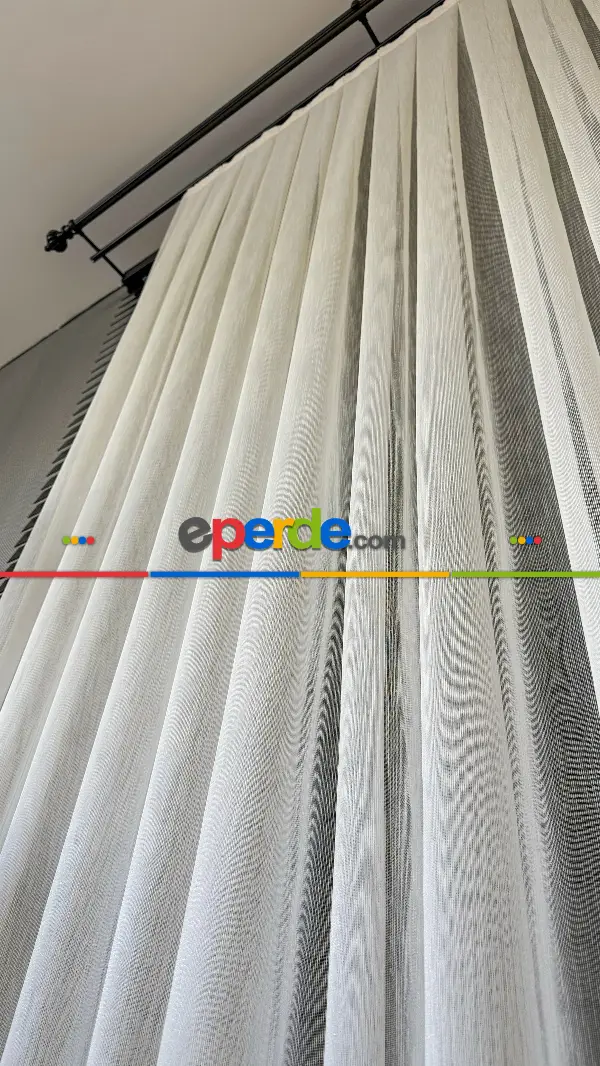 Bebek Odası Tül Perde - Ütü İstemeyen Koyu Krem Keten Şantuk Tül Perde - Armür Dokuma Kurşunlu Tül Perde