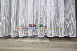 Hazır Ölçülü Fırsat 2023 Trend Çizgili Model Eteği Kurşunlu Tül Perde