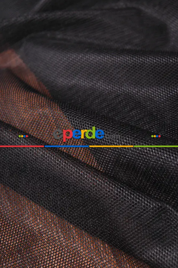 Salon Tül - Siyah Grek Tül Perde Petek Zemin