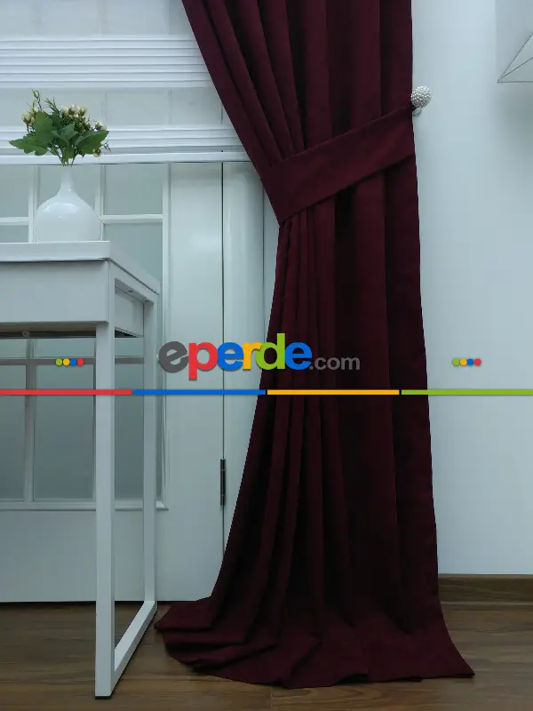 Salon Fon - Bordo - Düz Fon Perde ( 280 Eninde )- Bordo