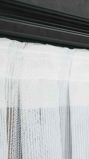 Exculusive Ekru Simli Çizgili Tül Perde Stripe