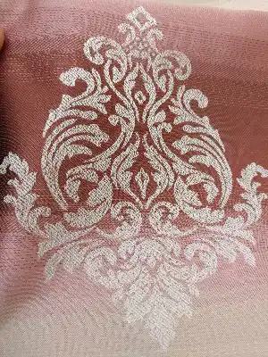 Renk Geçişli Jakar Desenli Salon Fon Perdesi - Kızıl - Pembe - Bej- Bej-pembe-kiremit Rengi