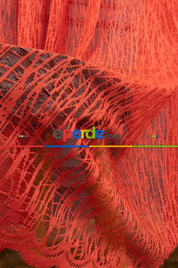 Kırmızı Renk Yeni Tasarım Moda Cam Kırığı Tül Perde