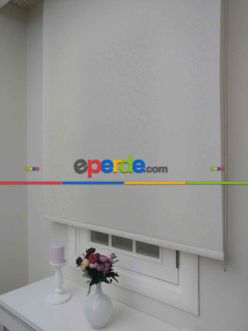 Mutfak Stor - Altın Simli Desenli Stor- Beyaz-altın Simli- Çok Renkli 2