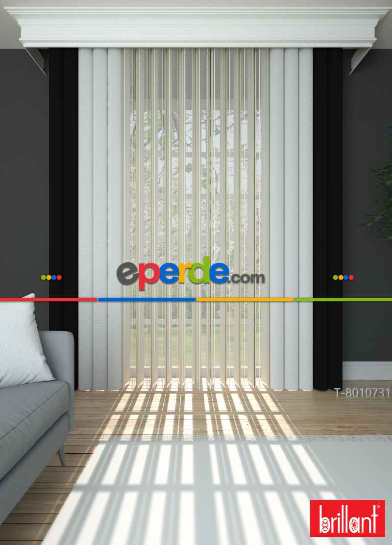 Brillant Akıllı Tül Siyah-beyaz Perde Tül Dikey Zebra Perde Düz 1. Kalite