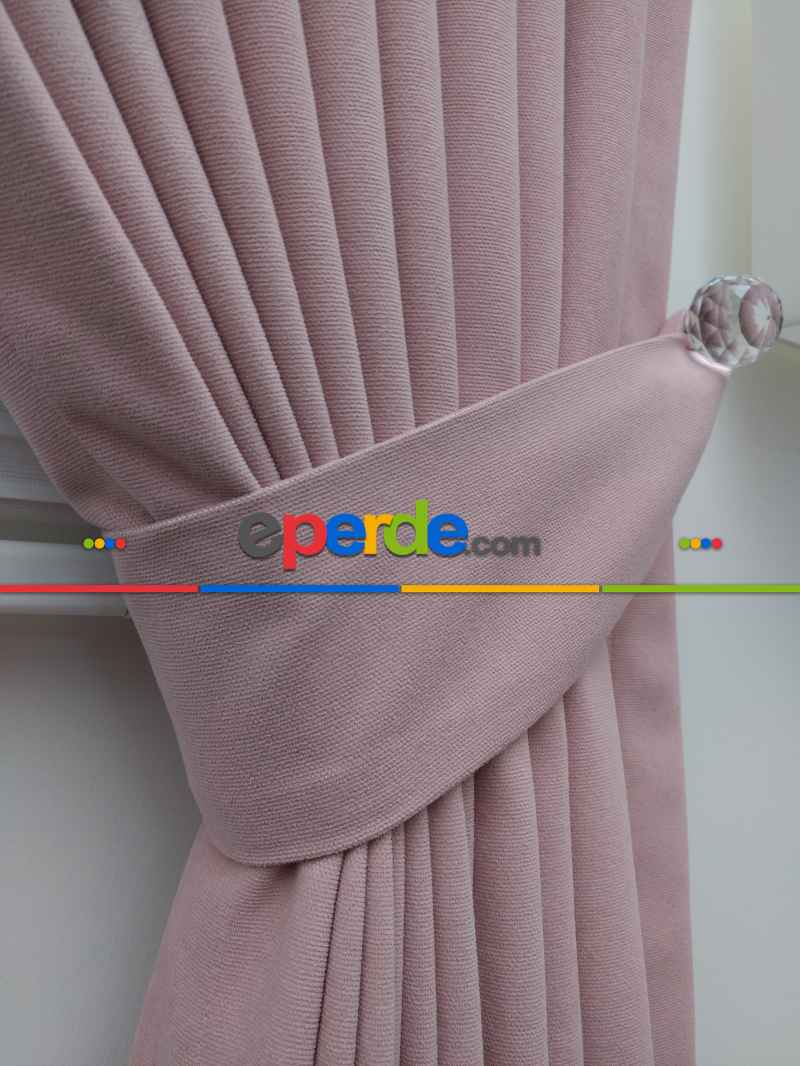 Pudra Pembe -gül Kurusu - Düz Fon Perde ( Dökümlü Fon Perde)- Pembe Pudra Pembe