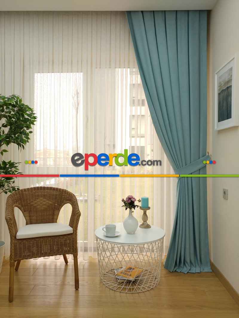 Soft Mint Yeşili Fon Perde (180)- Mint Turkuaz