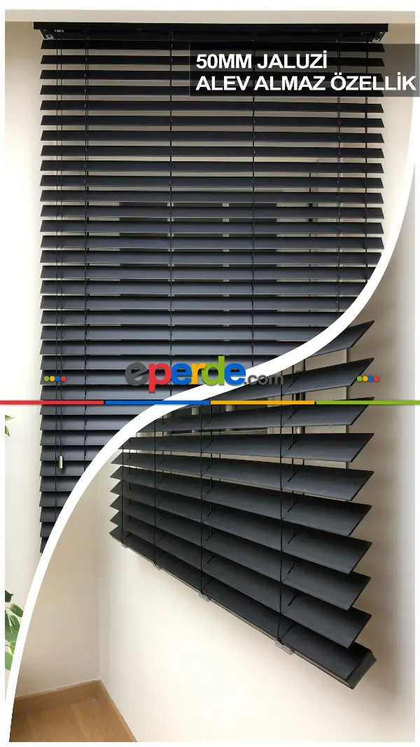 Mutfak Ahşap Jaluzi Perde- Antrasit