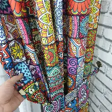 Etnik Desenli Fon Perde Evm1062 Kumaşı Kalındır Duck Bezi Değildir- Kırmızı-Pembe-Hardal Sarısı- Çok Renkli 3