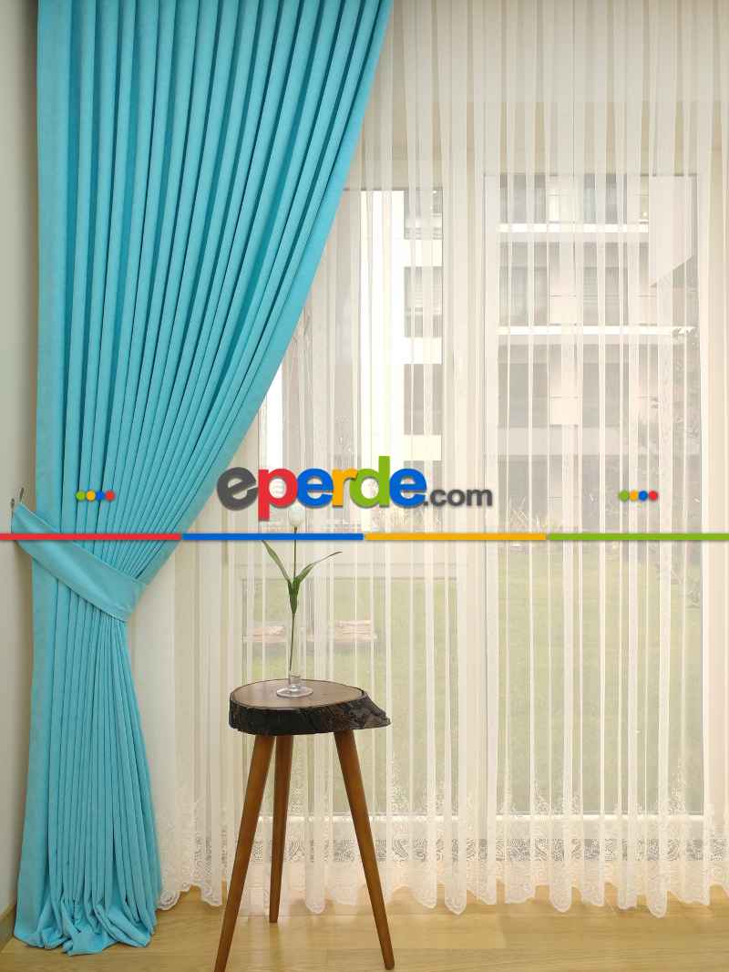 Bebek Odası - Turkuaz Düz Sade Fon Perde 818