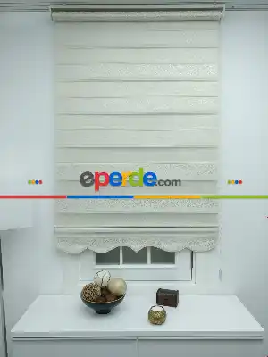 Jakarlı Zebra Perde Bdz-21- Krem-altın Simli
