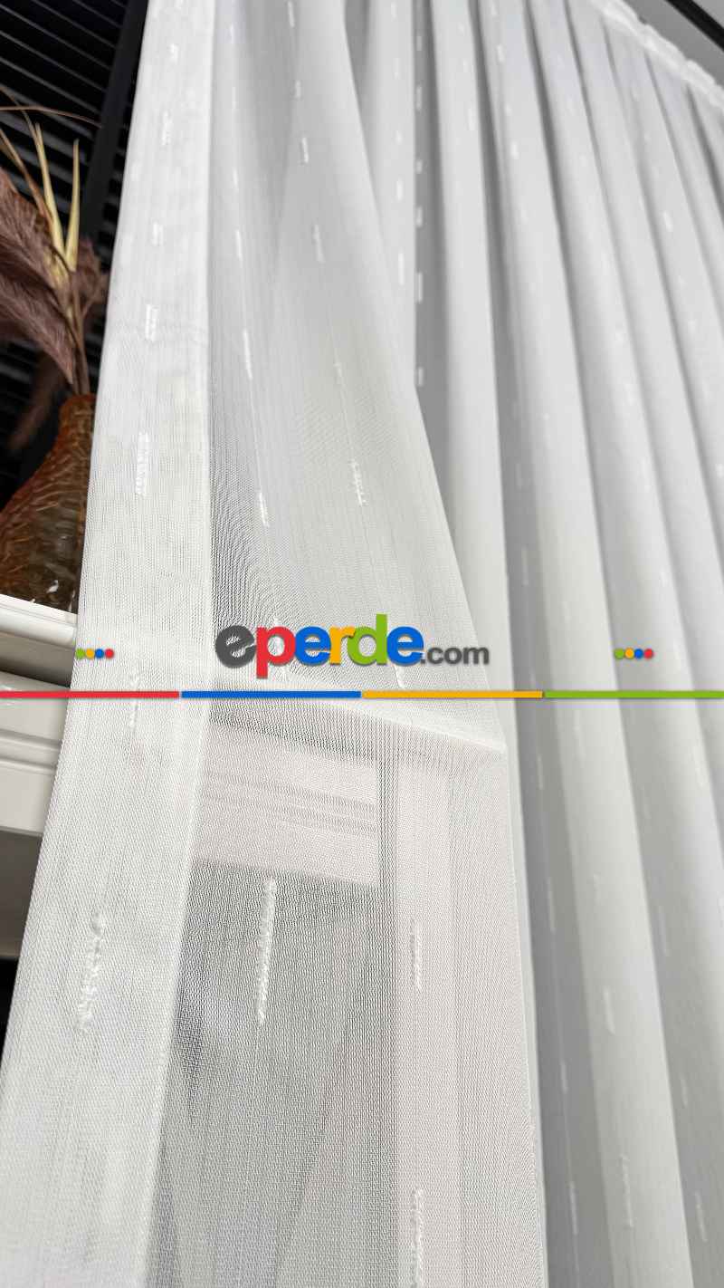 Düz Sade Tül, Sade Hafif Çizgili Tül Perde, Modern Ütü İstemez Kırışmaz Tül Perde, Havana