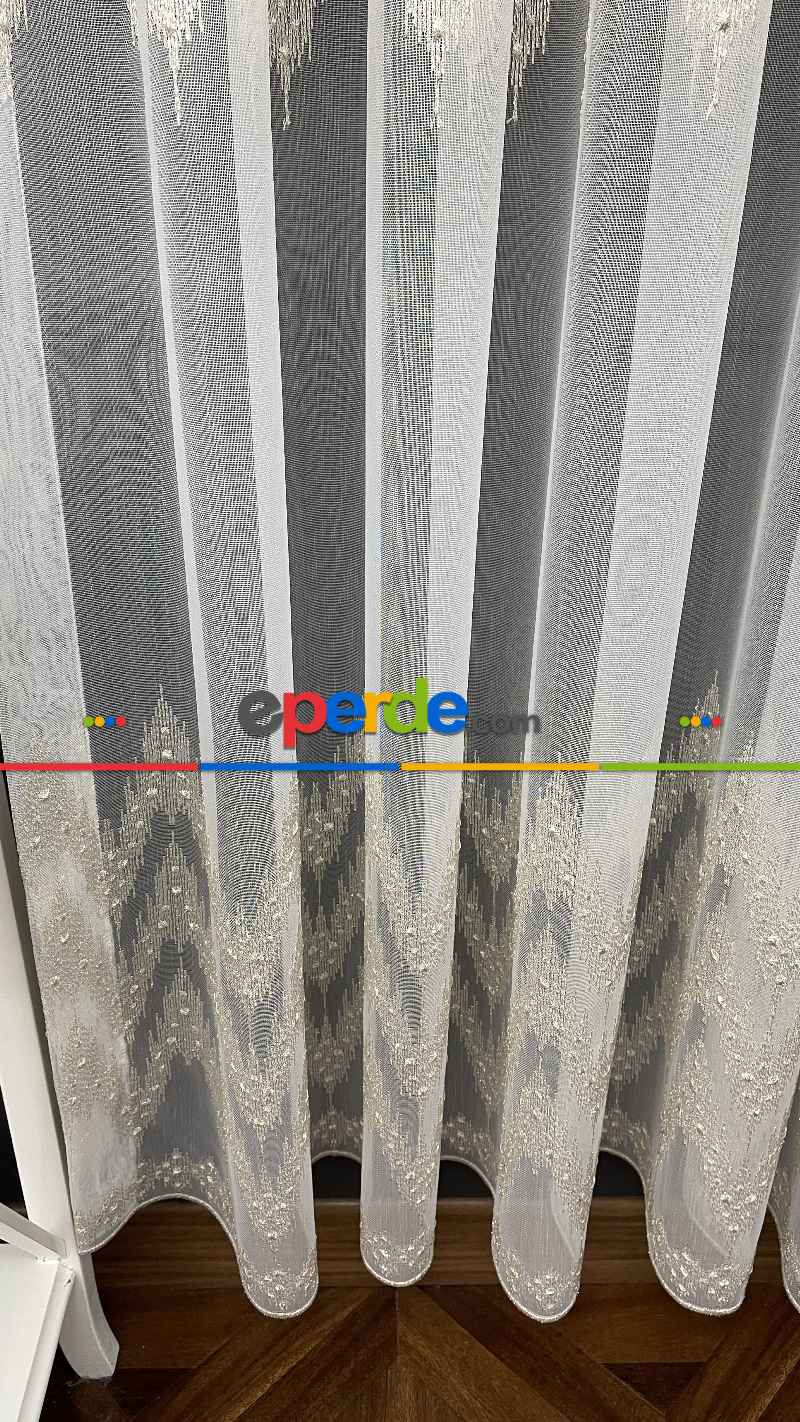 Salon - Premium Seri Trend Perde Modelleri 2023-kabartma Atlas İplikle Nakışlı İşleme Tül Perde 01