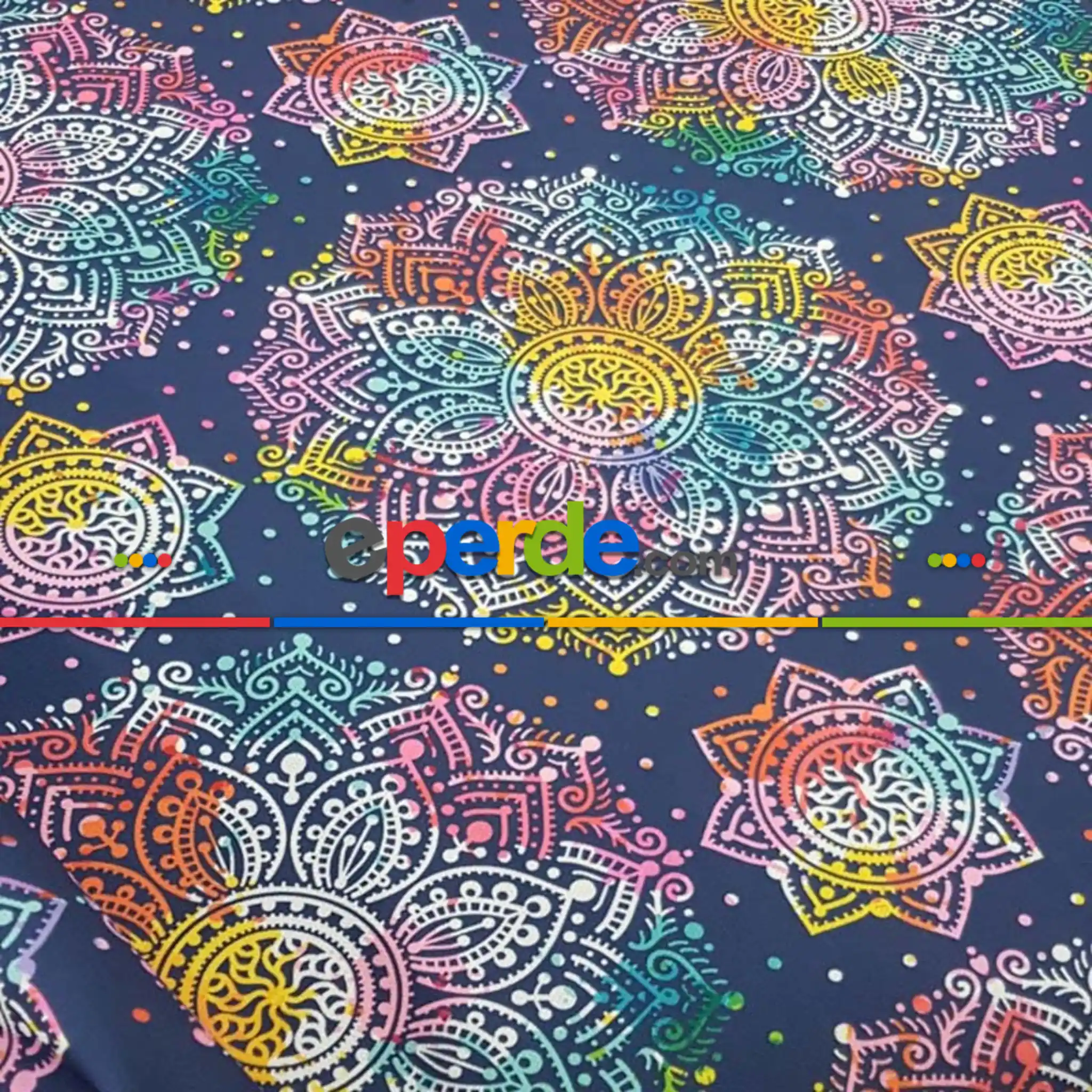 Genç Odası - Damask Desenli Fon Perde Evm789 Kumaşı Kalındır Duck Bezi Değildir- Beyaz-Mavi Koyu