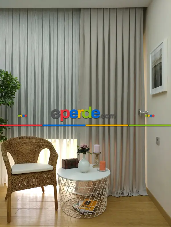 Pudra - Düz Fon Perde ( En 180cm Dökümlü Fon Perde)- Gri-füme-antrasit-bej