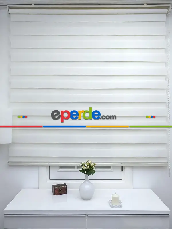 Açık Krem Mutfak Perdesi Zebra Perde Düz Seri- Krem Açık