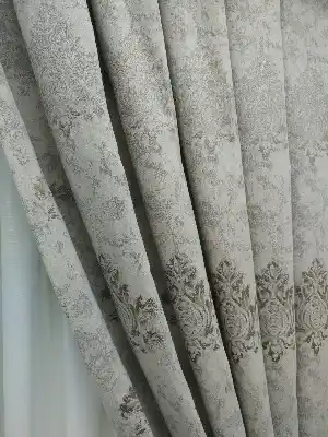 Lüx Jakar Çift Yüzlü Damaks Desenli Fon Perde - Taş Rengi - Altın Hazır Dikili Tek Kanat Sıkpile- Altın-Taş Rengi 100cm X 265cm 