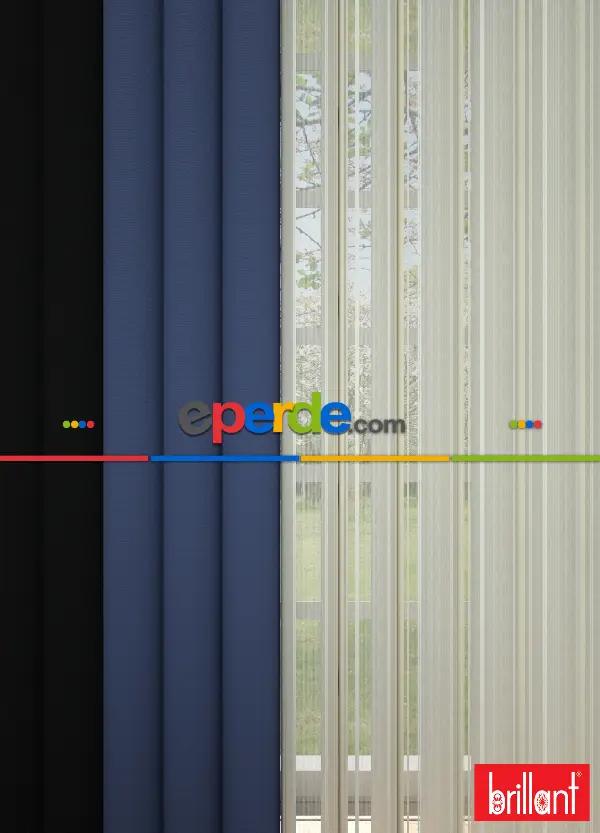 Brillant Akıllı Tül Siyah-mavi Perde Tül Dikey Zebra Perde Düz 1. Kalite