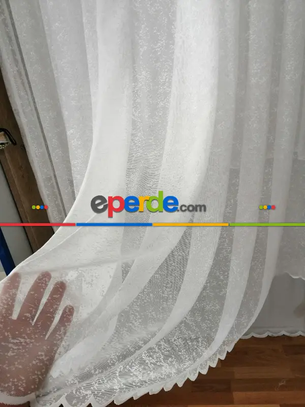 Serpme Spor Desenli Fransız Danteli Örme Tül - 2 Renk Seçeneği ( Ekru/ Krem)