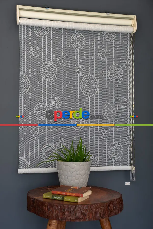 Halim Perdesan Dacuz-208 Beyaz Renk Etekli Veya Eteksiz Çift Mekanizmalı Tül Stor Perde