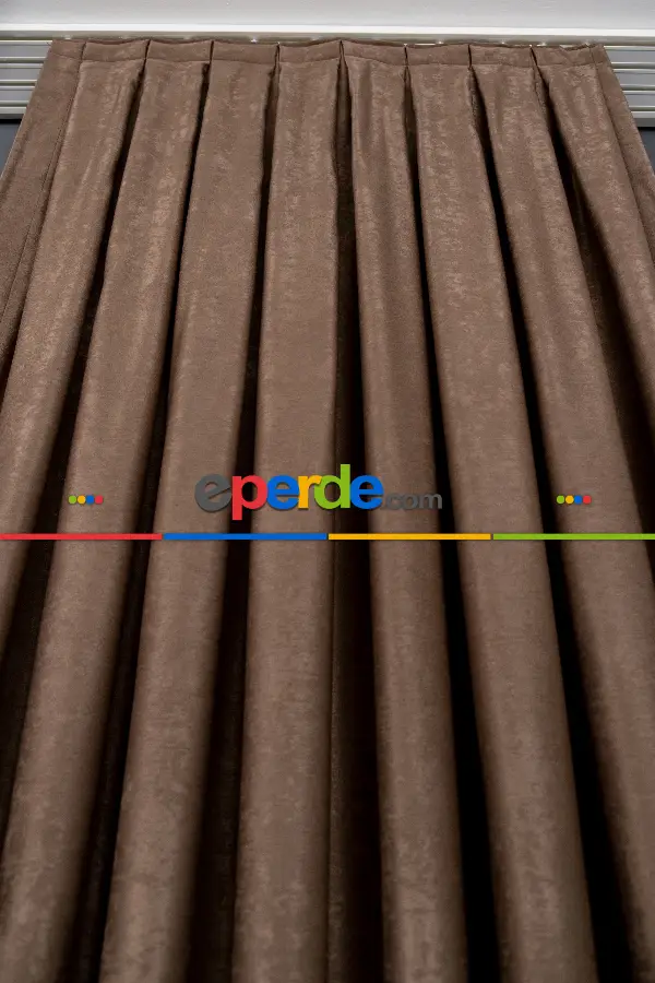 Salon - Soft Sütlü Kahve Fon Perde Dökümlü En - Sütlü Kahve