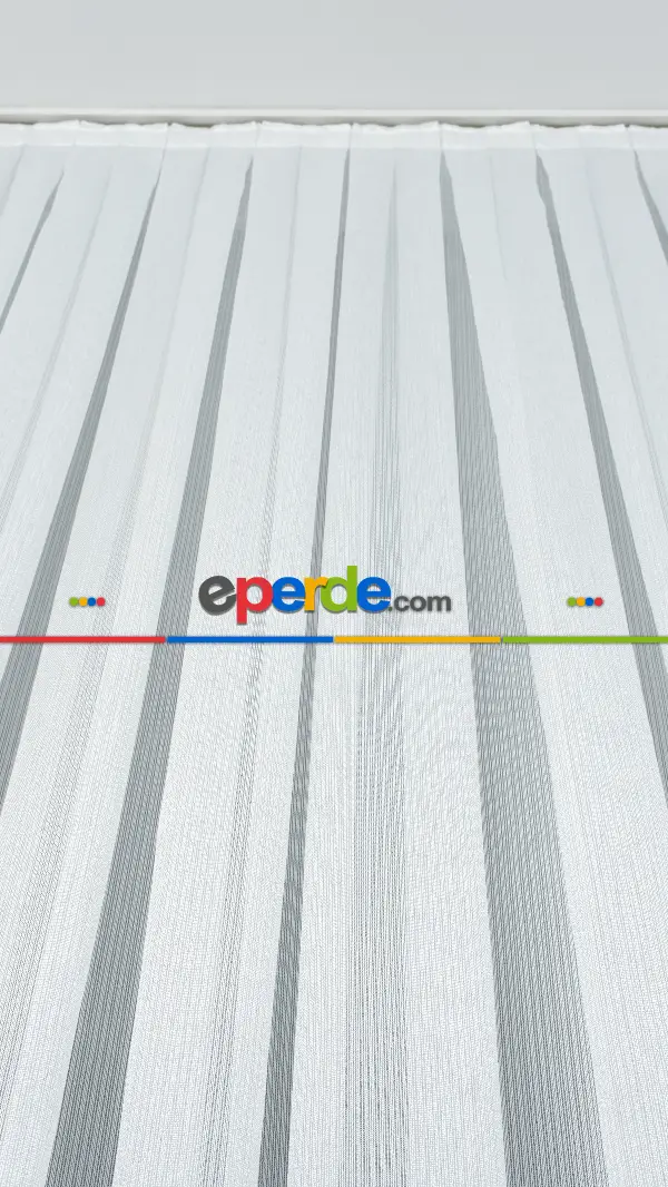 Çizgili Düz Tül Perde Ütü İstemez- Ekru - Kurşunlu Tül