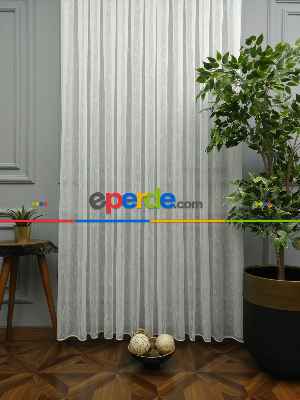 Ekru Elit Şantuk Düz Tül Perde Özel Seri - Ütü İstemez