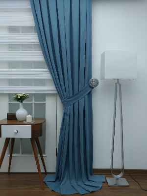 Mavi Düz Fon Perde (280 Eninde)- Mavi