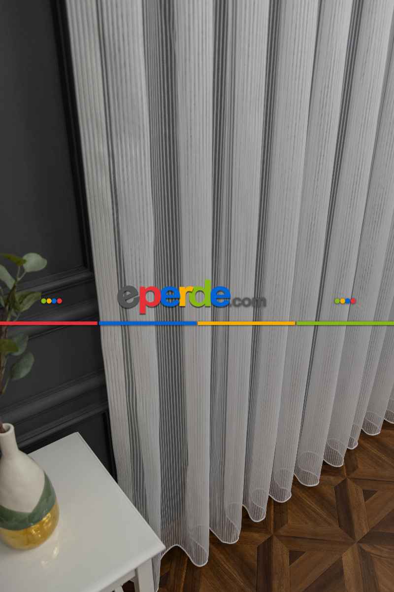 Thor Çizgili Kalın Burgu Tül Perde