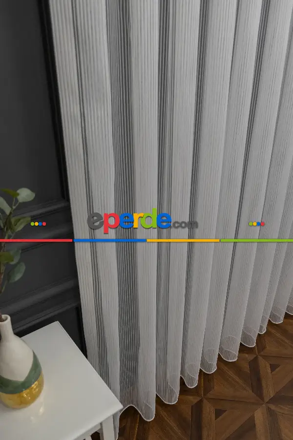 Thor Çizgili Kalın Burgu Tül Perde