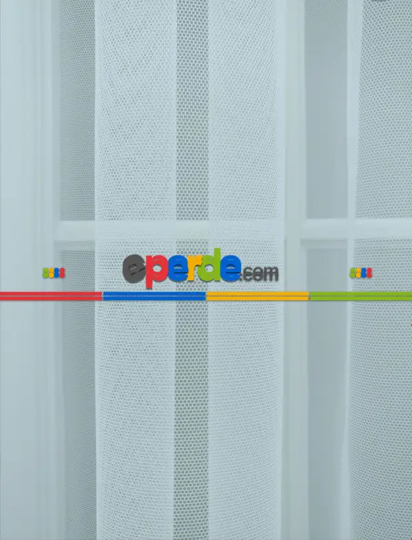 Grek Tül Perde - Petek Zemin- Beyaz-ekru - Kurşunlu Tül