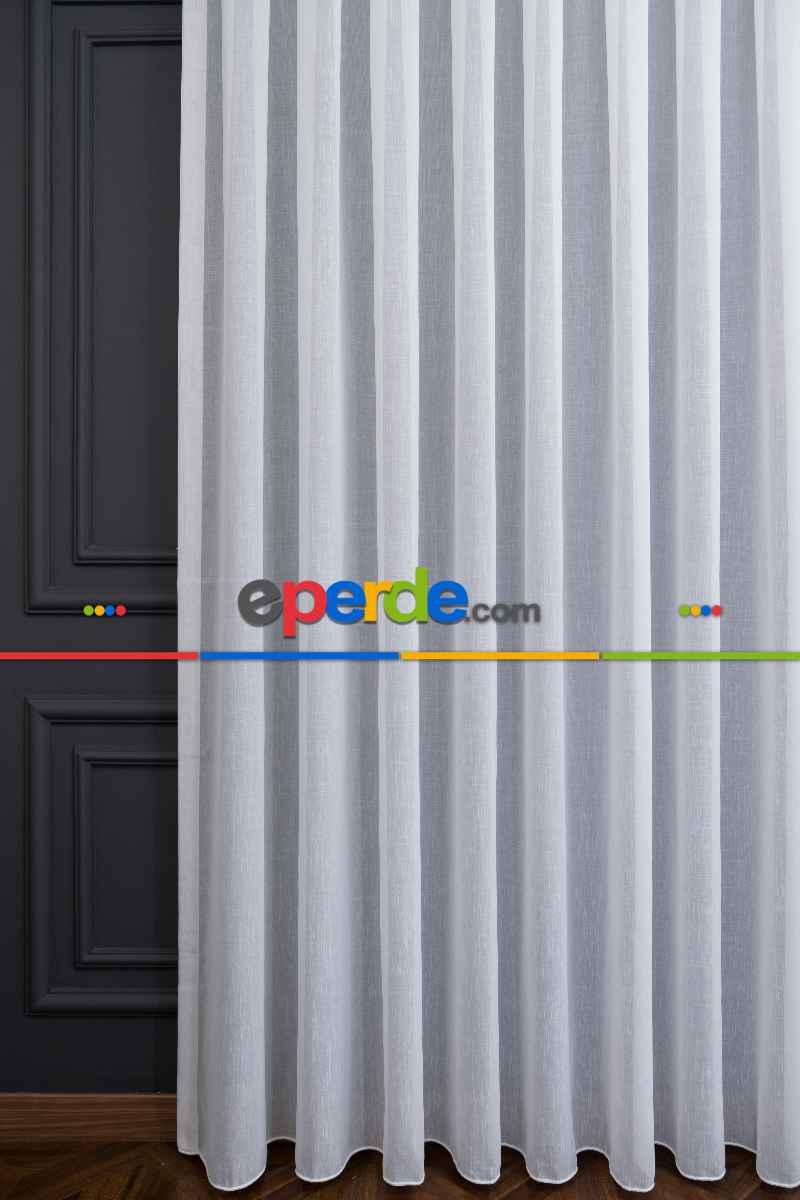 Beyaz Tül Keten Linen Tül Perde Ütü İstemez Kırışmaz Tül (düz Tül)