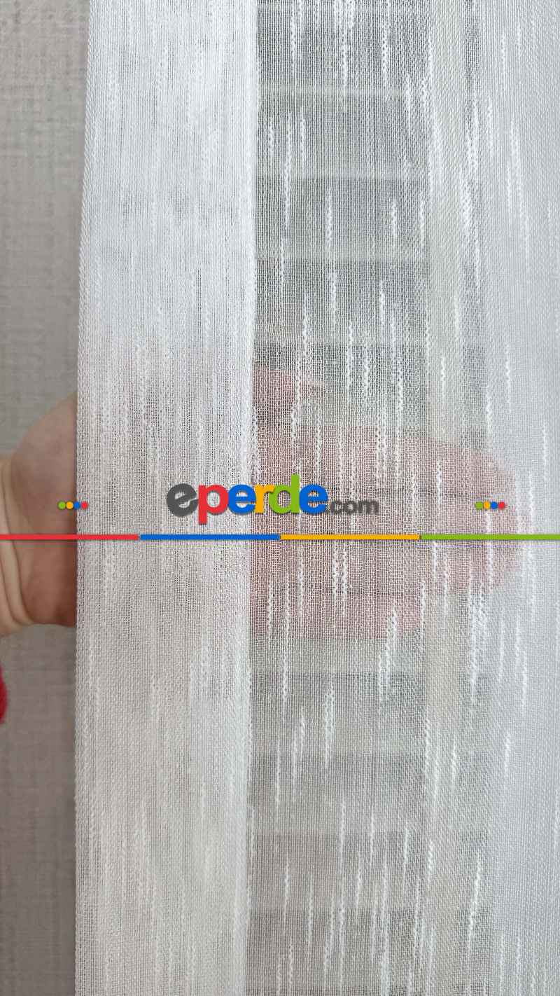 Ekru, Seyrek Pile, Bambu Şantuk, Tül Perde,yumuşak, Dökümlü