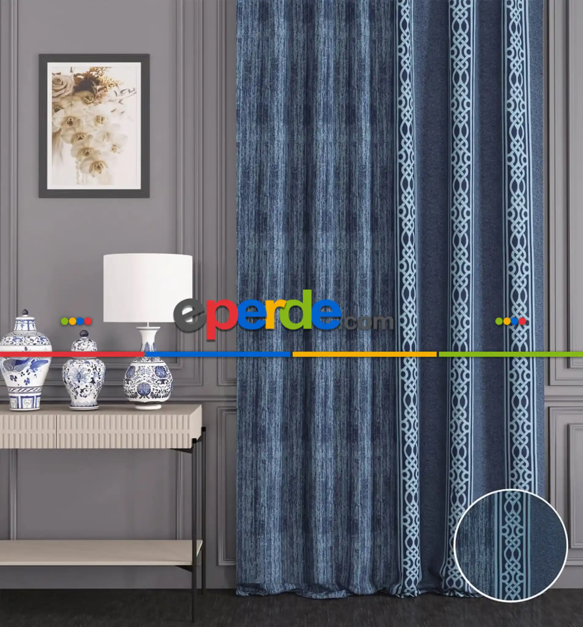 Salon Fon Perde - Taç Paradise Dikey Bordorlü Dikey Pano Fon Perde 70cm X 290cm 