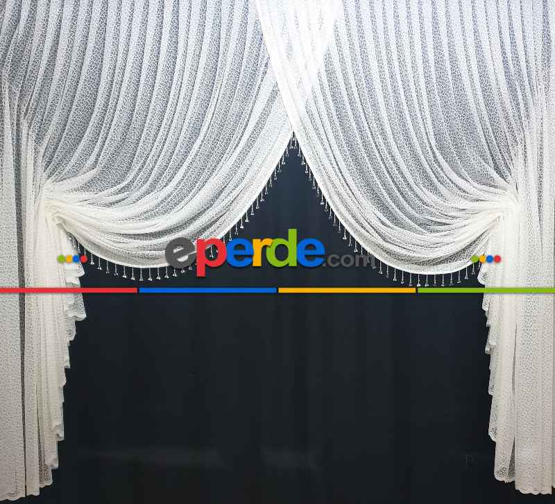 Mutfak - Kuvaze Perde Arı Peteği Model Yanki Tiyatro Tasarım - Beyaz-ekru