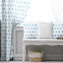 Çocuk Odası - Çocuk Fon Perde Evim1616-8 Kumaşı Kalındır Duck Bezi Değildir- Mavi-beyaz