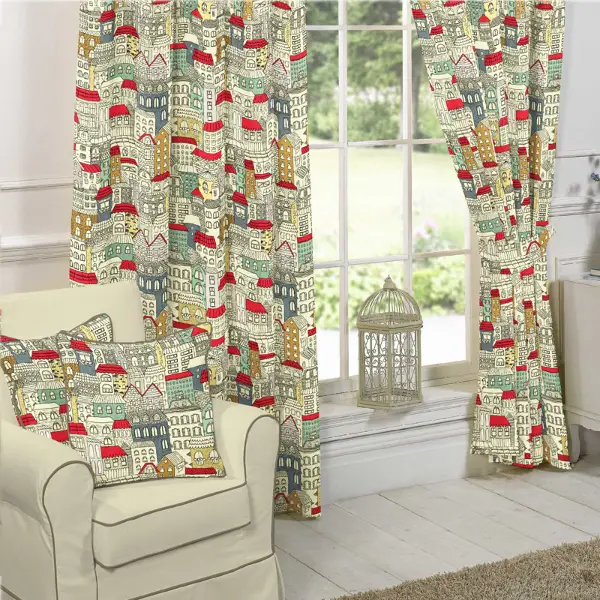 Ev Desenli Fon Perde Evim 388 Kumaşı Kalındır Duck Bezi Değildir