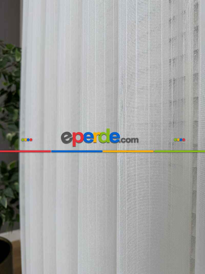 Brillant Çizgili Tül Perde, Premium Seri, Kurşunlu Tül